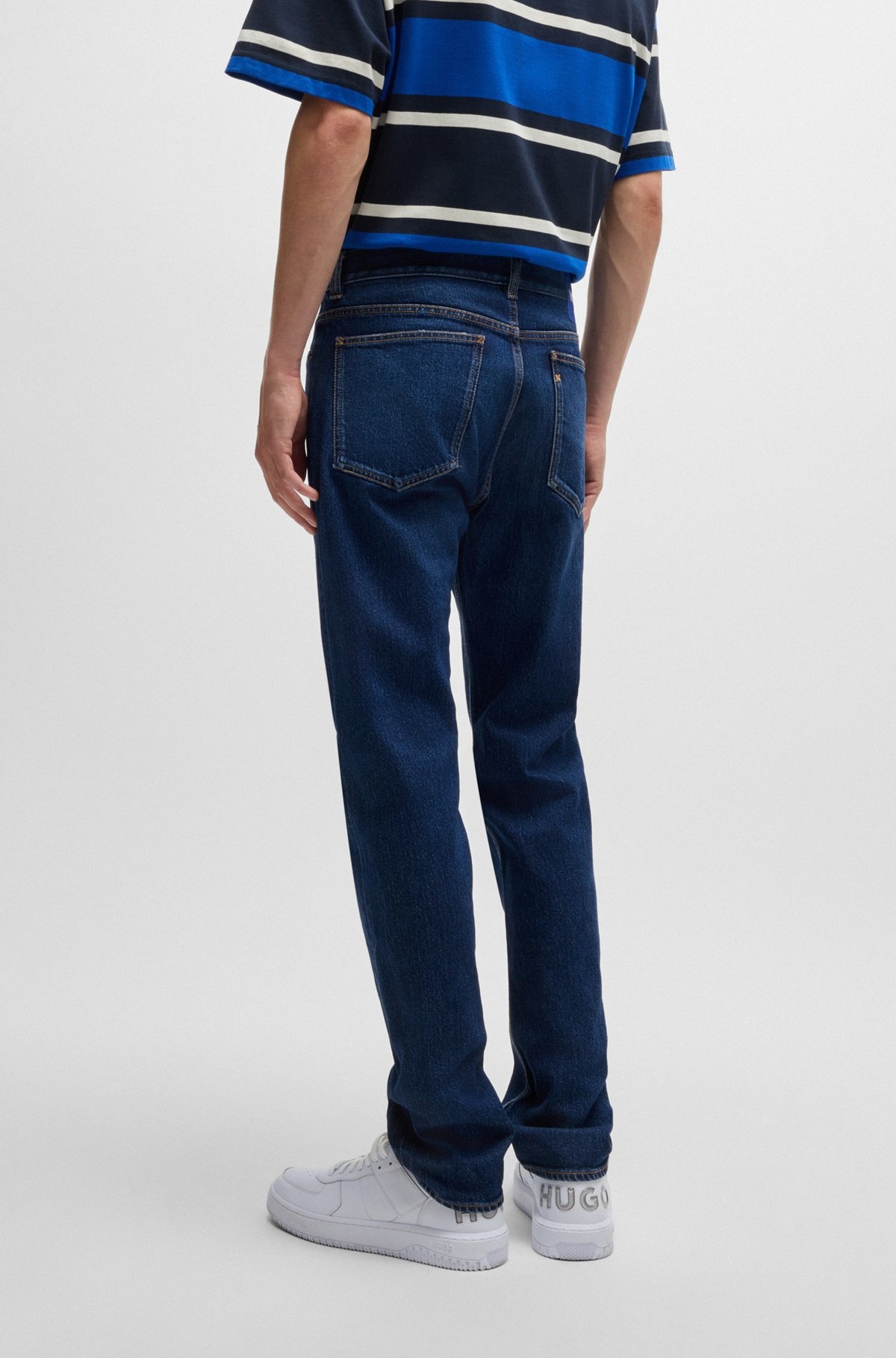 SLIM-FIT JEANS IN BLUE STRETCH DENIM - 4