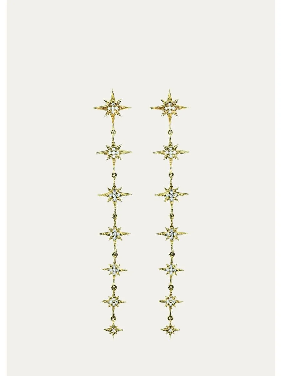 14K Yellow Gold & 0.25 TCW Diamond Starburst Drop Earrings - 1