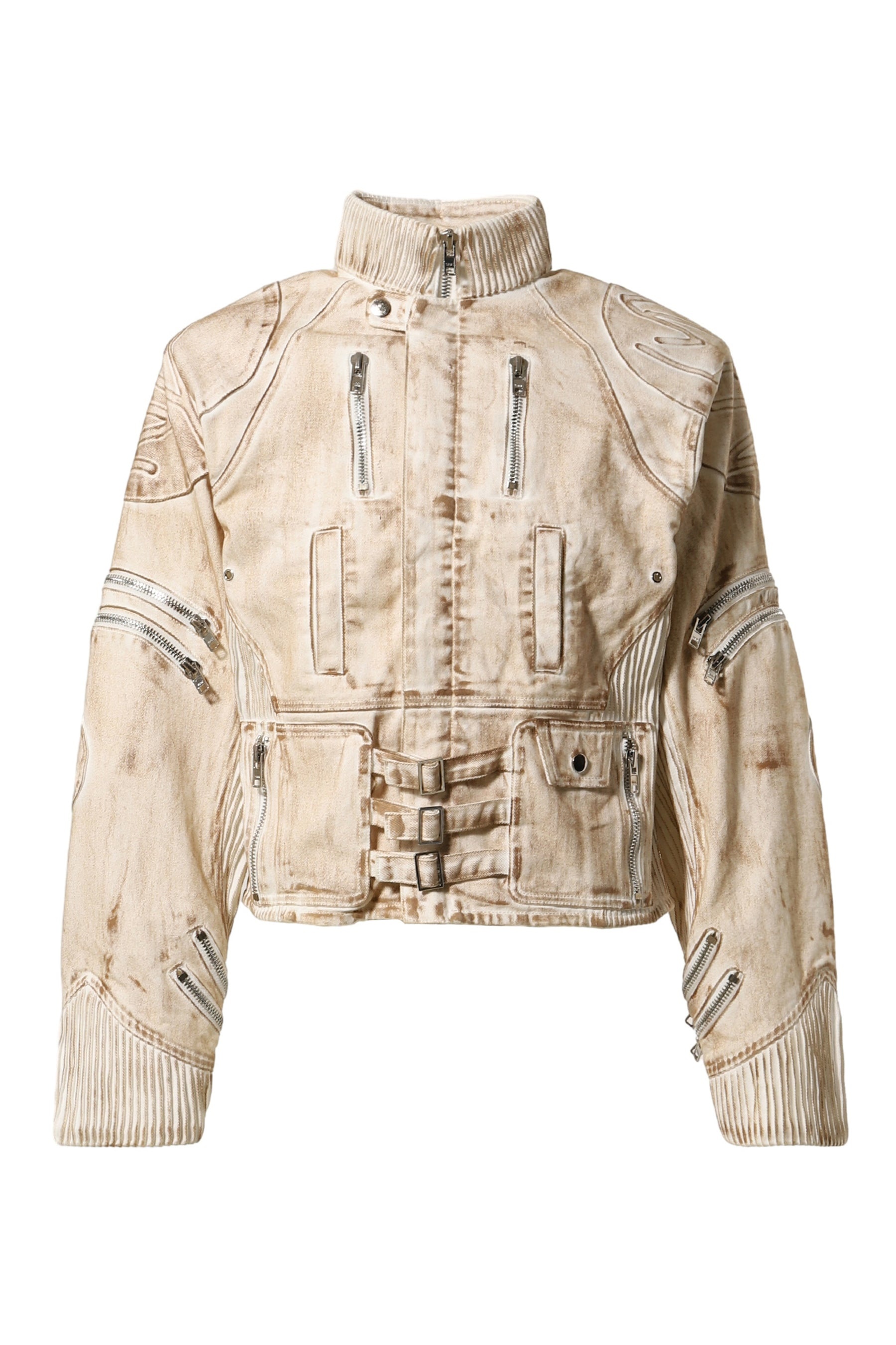 DENIM MOTORCYCLE JACKET / GRY - 1