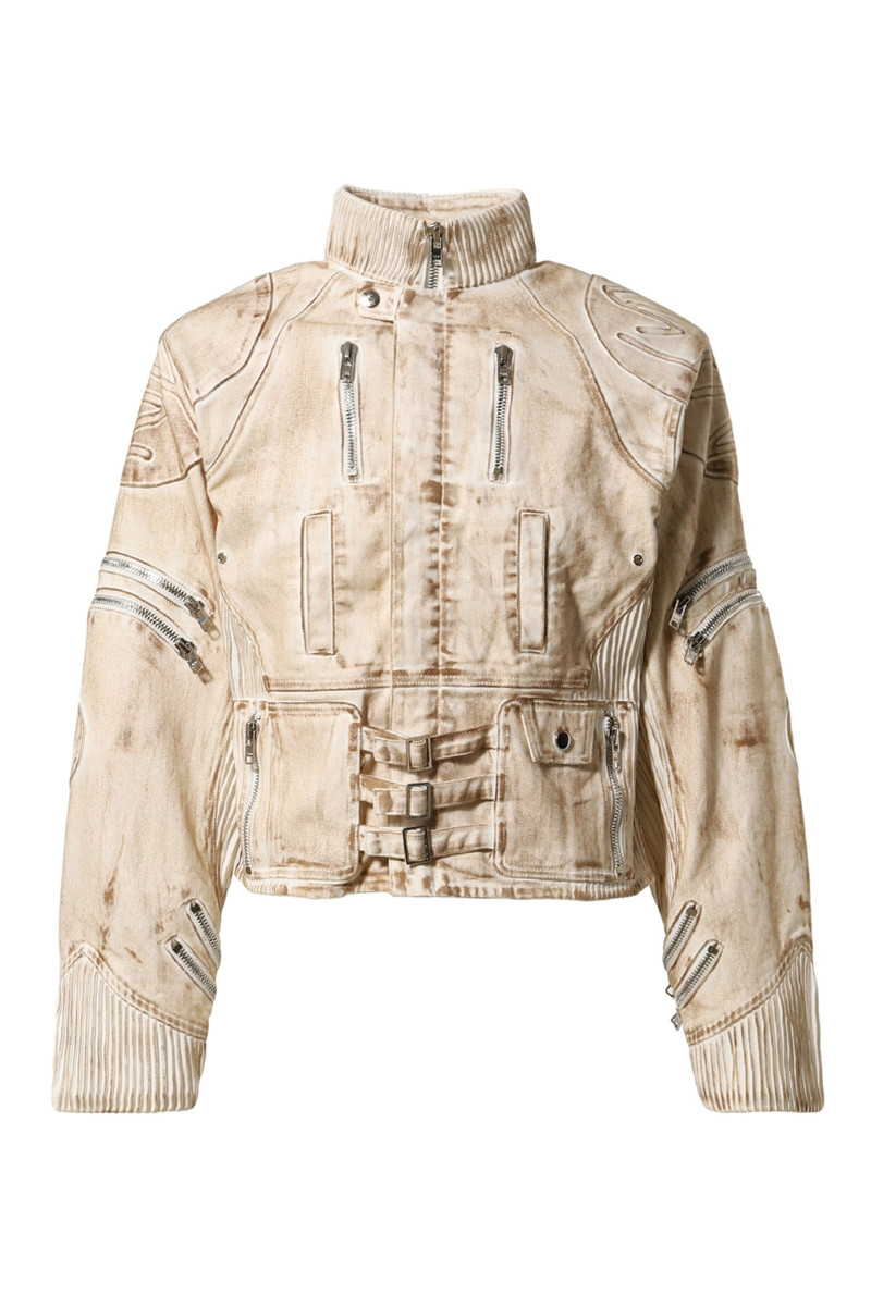 DENIM MOTORCYCLE JACKET / GRY 1