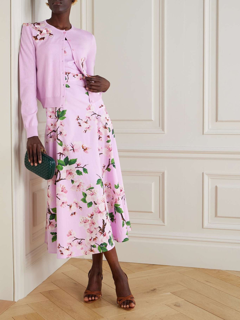 Oscar de la Renta Appliquéd wool cardigan Purple outlook