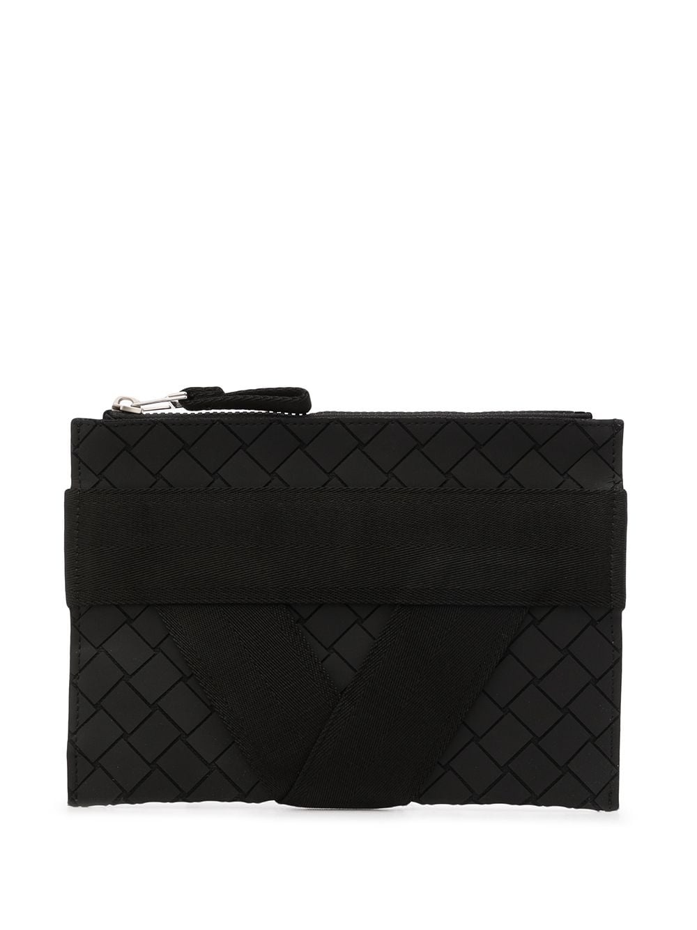 Intrecciato-pattern zip clutch - 1