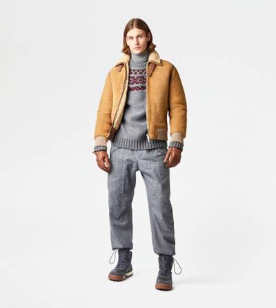 Tod's BOMBER JACKET IN SHEARLING - BEIGE outlook