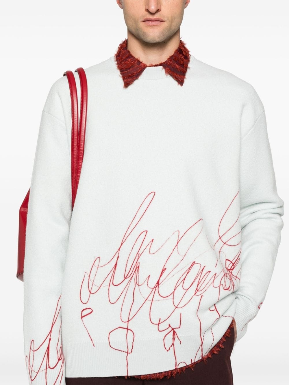 scribble-print fleece jumper - 5