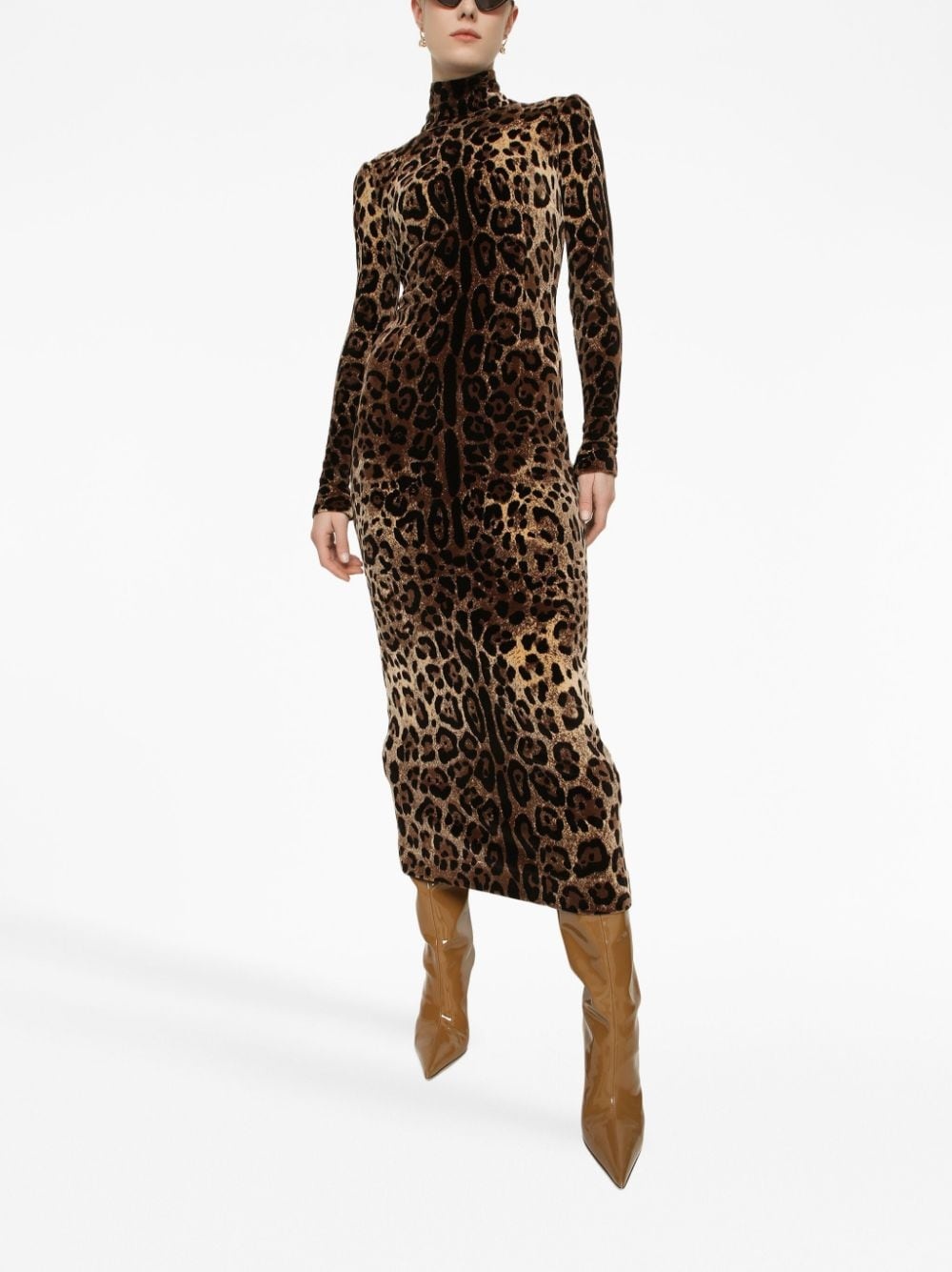 leopard-print mid-length dress - 3