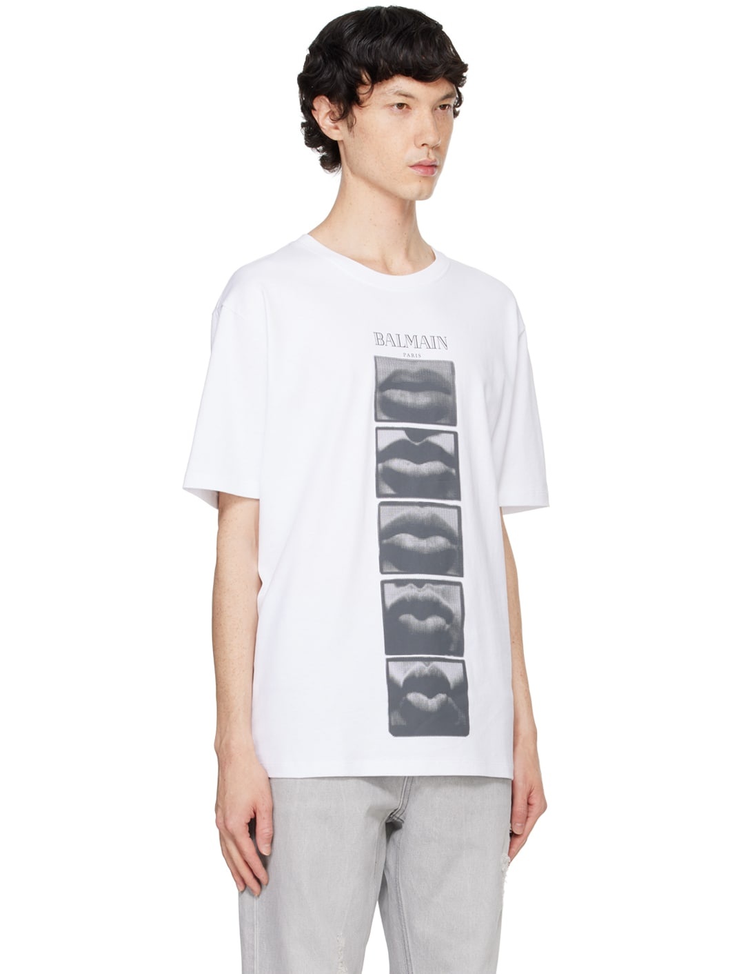 White Vintage 'Balmain Lips' Print T-shirt - 2