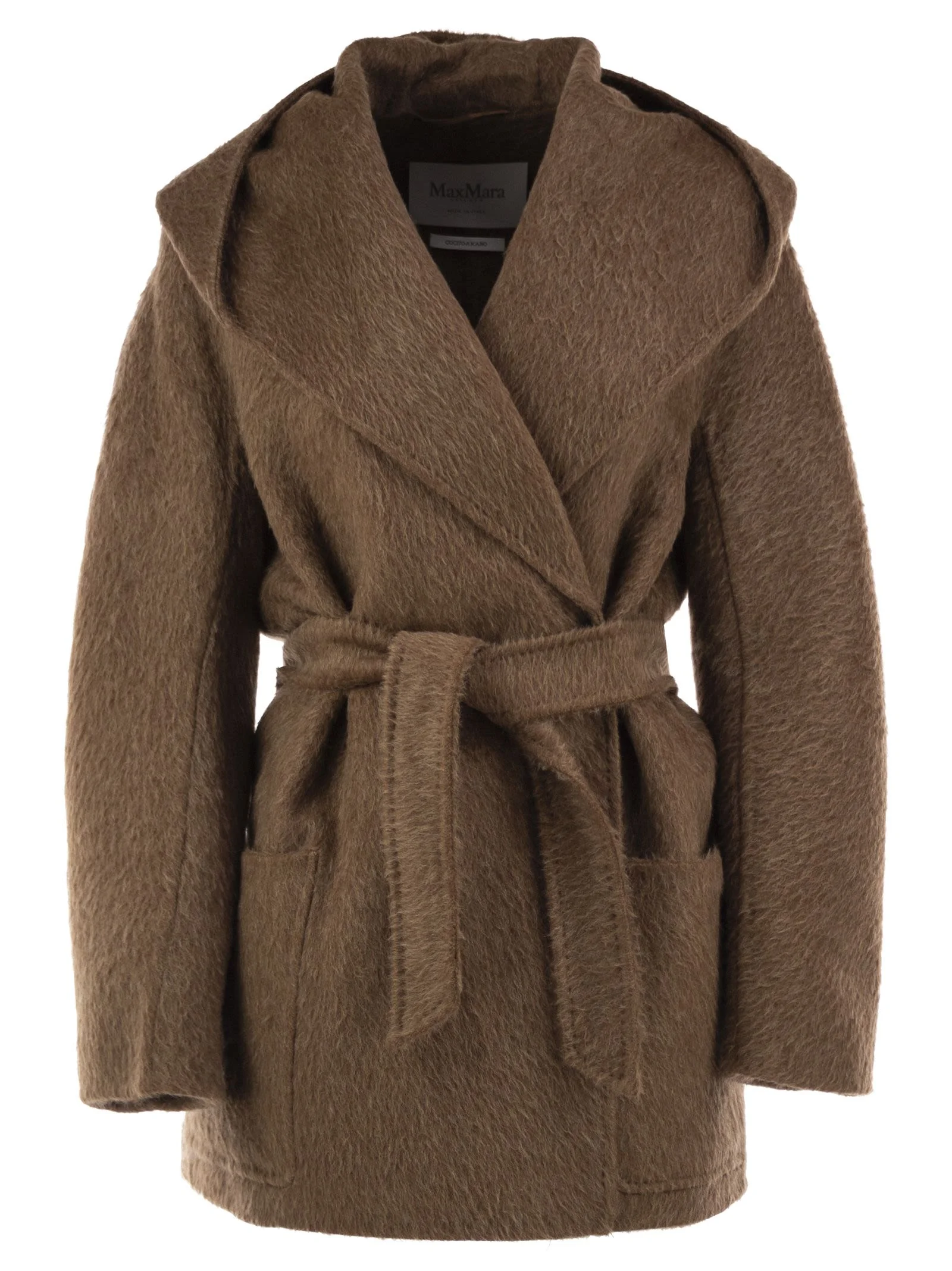 Max Mara Women Mxsgolf - Camel And Mohair Hooded Wrap Coat - 1