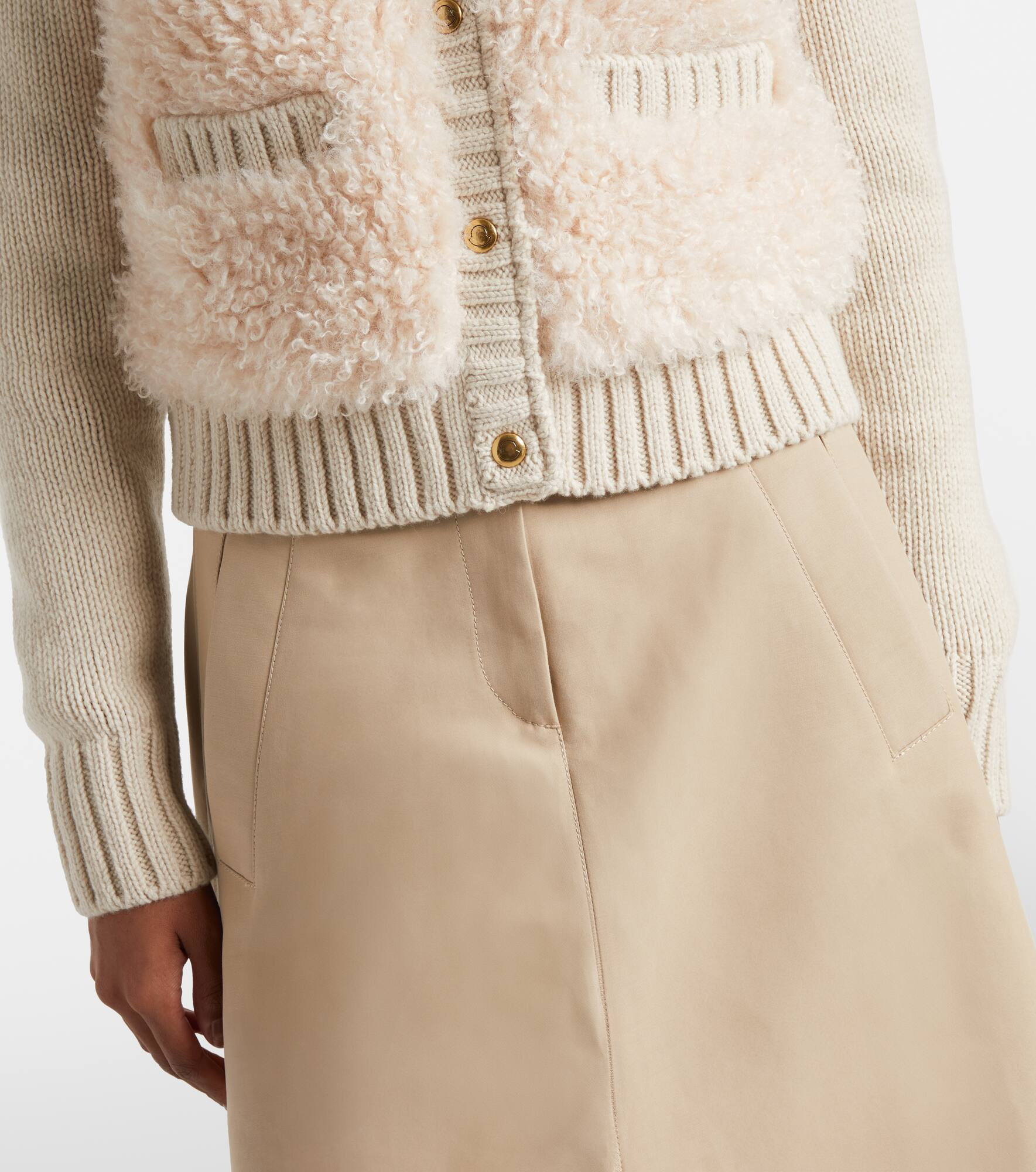 Down-paneled wool and teddy cardigan - 5