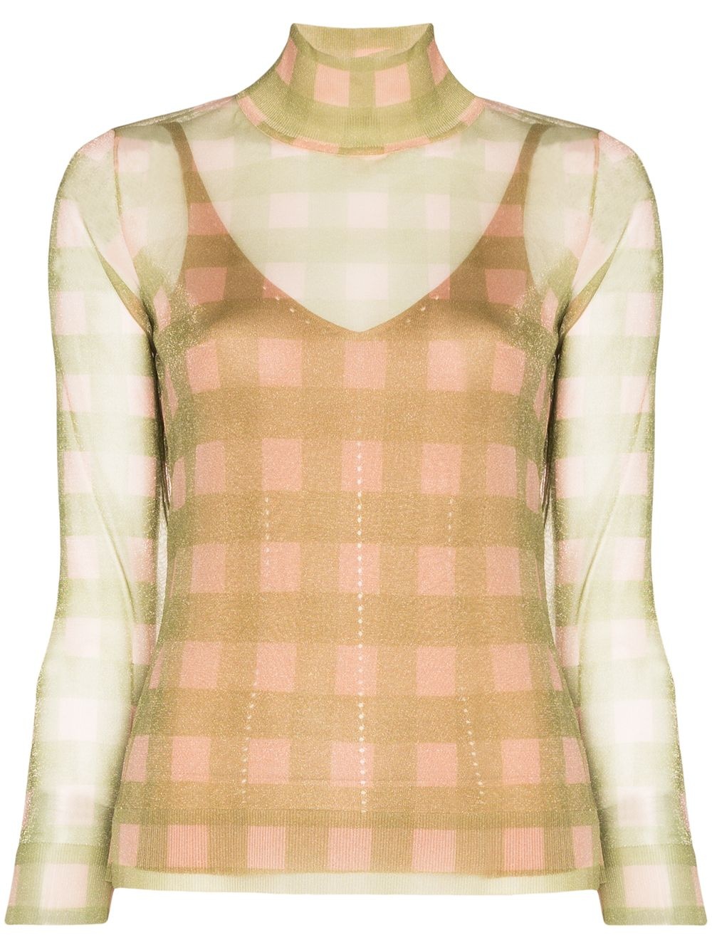 turtleneck sheer printed top - 1