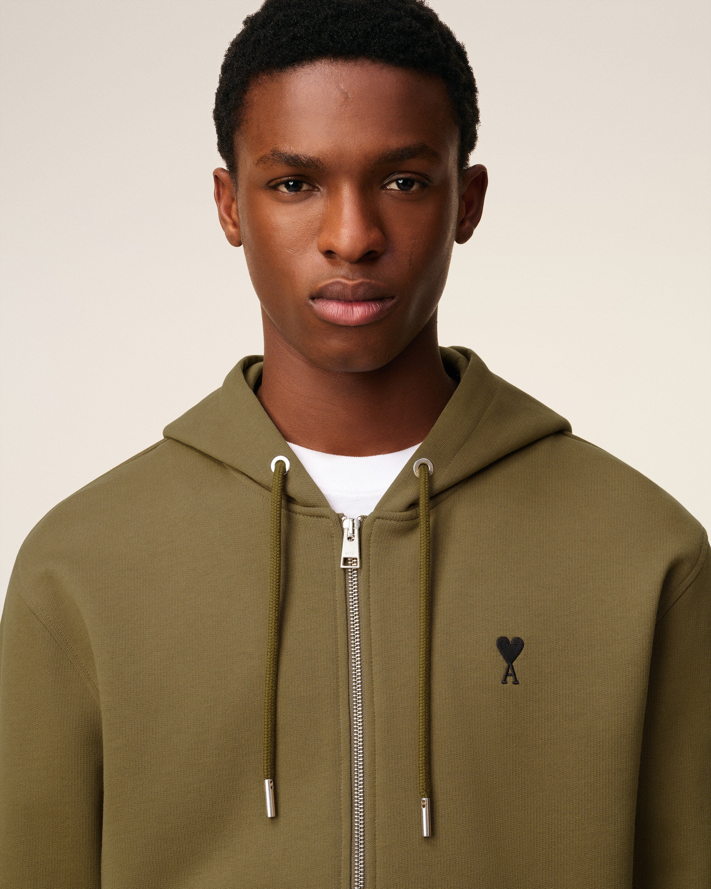 GREEN COTTON ZIPPED AMI DE COEUR HOODIE - 4
