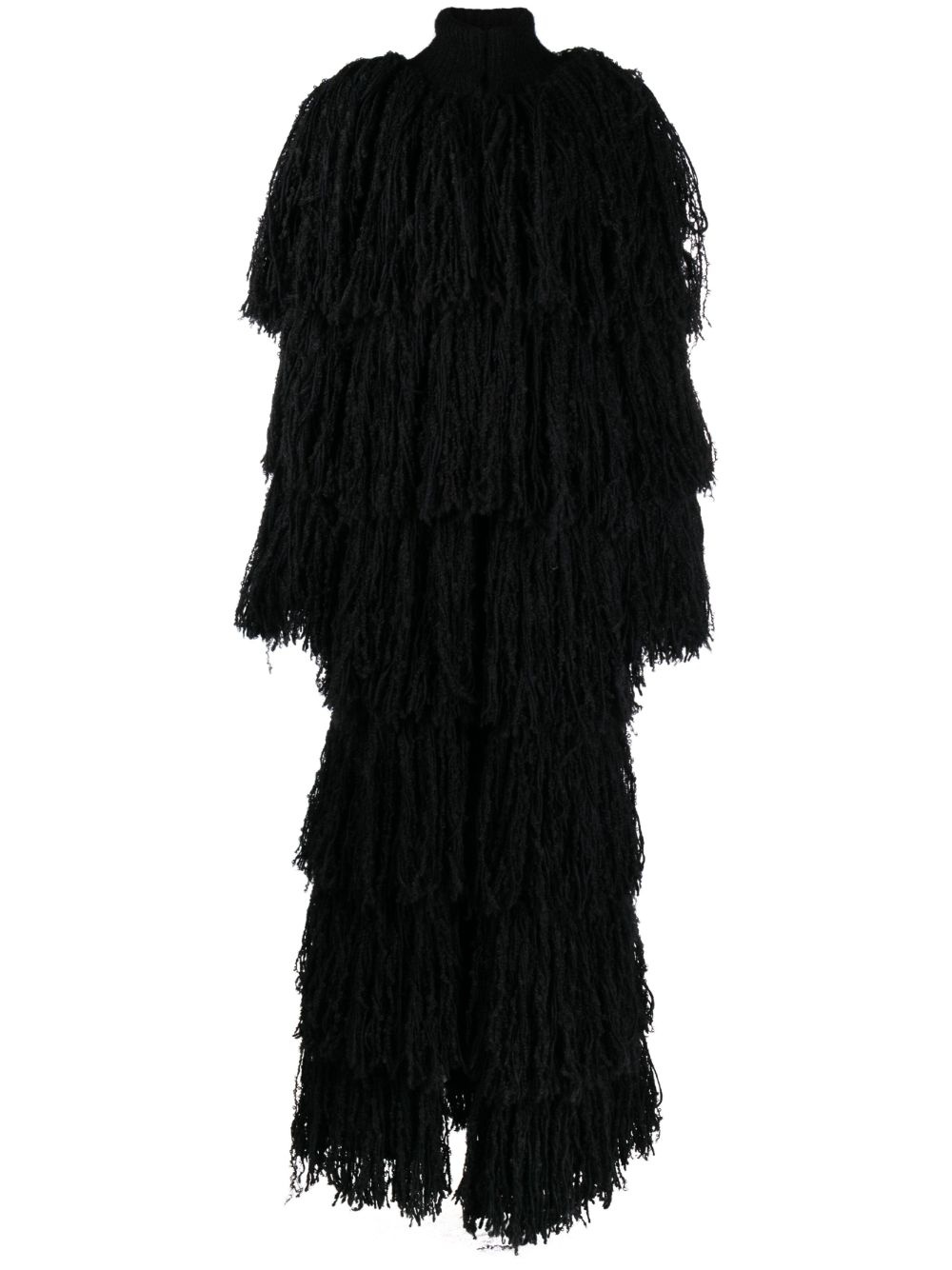 fringed long coat - 1