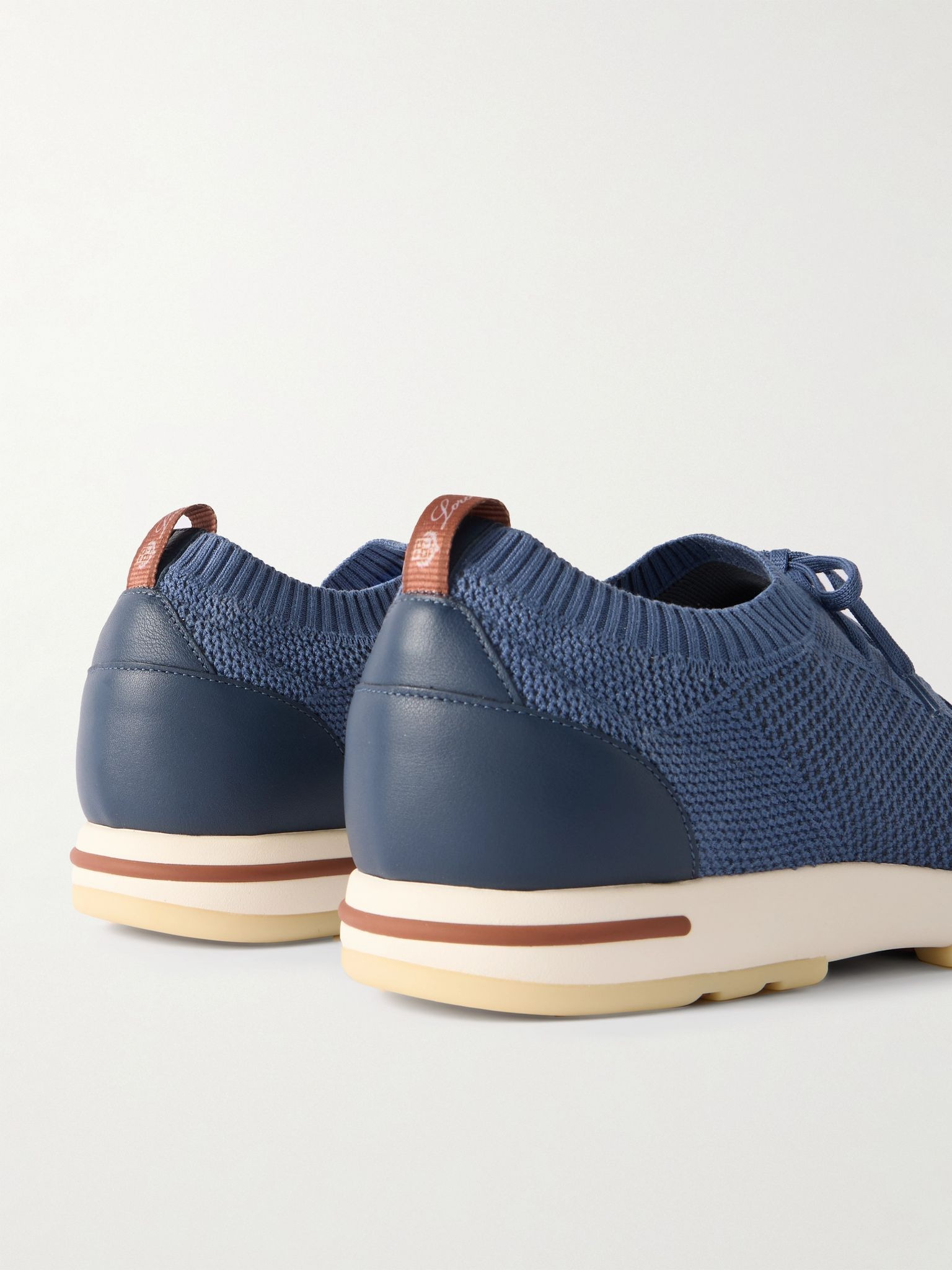 360 Flexy Leather-Trimmed Knitted Wish® Wool Sneakers Blue - 5