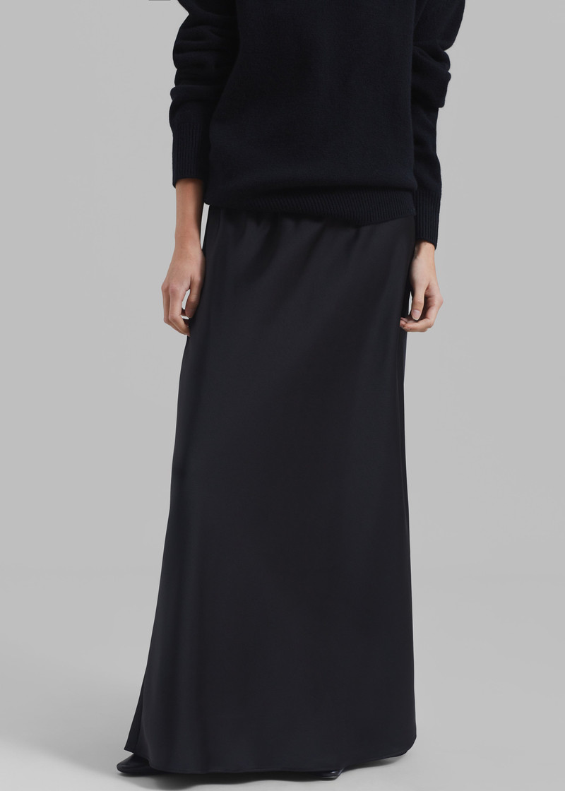 Priscilla Maxi Satin Skirt - Black 6
