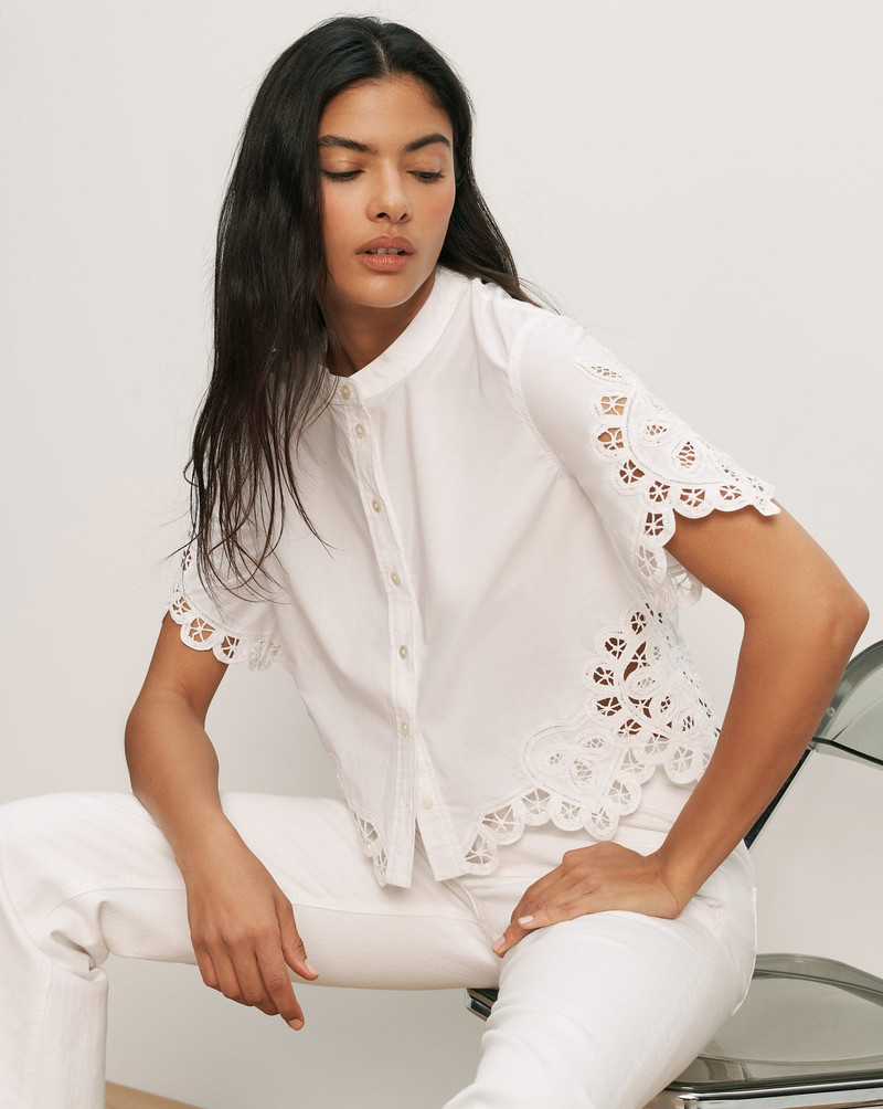 VERONICA BEARD ALECK LACE BUTTON-DOWN SHIRT outlook
