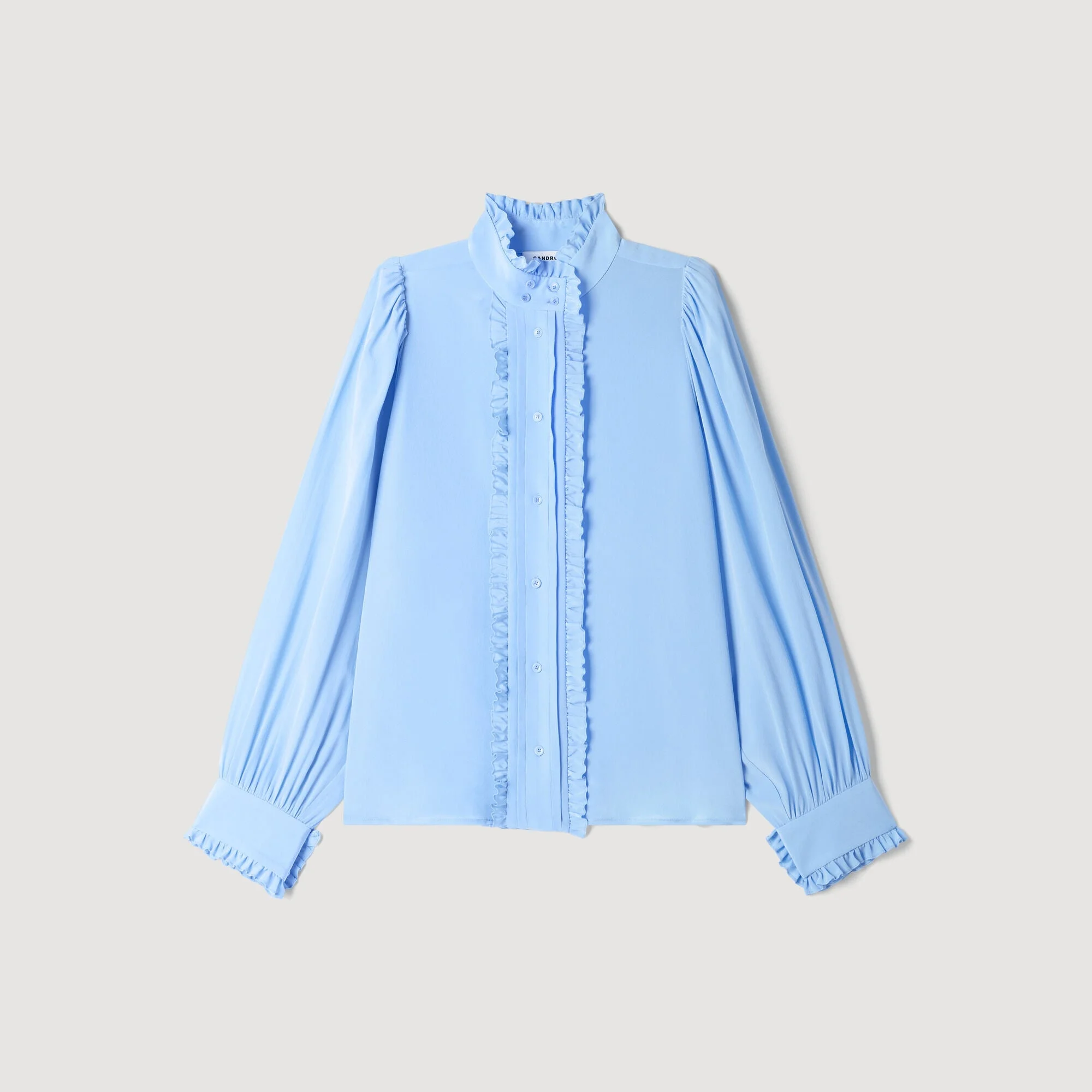 SILK SHIRT WITH GATHERED COLLAR - 1