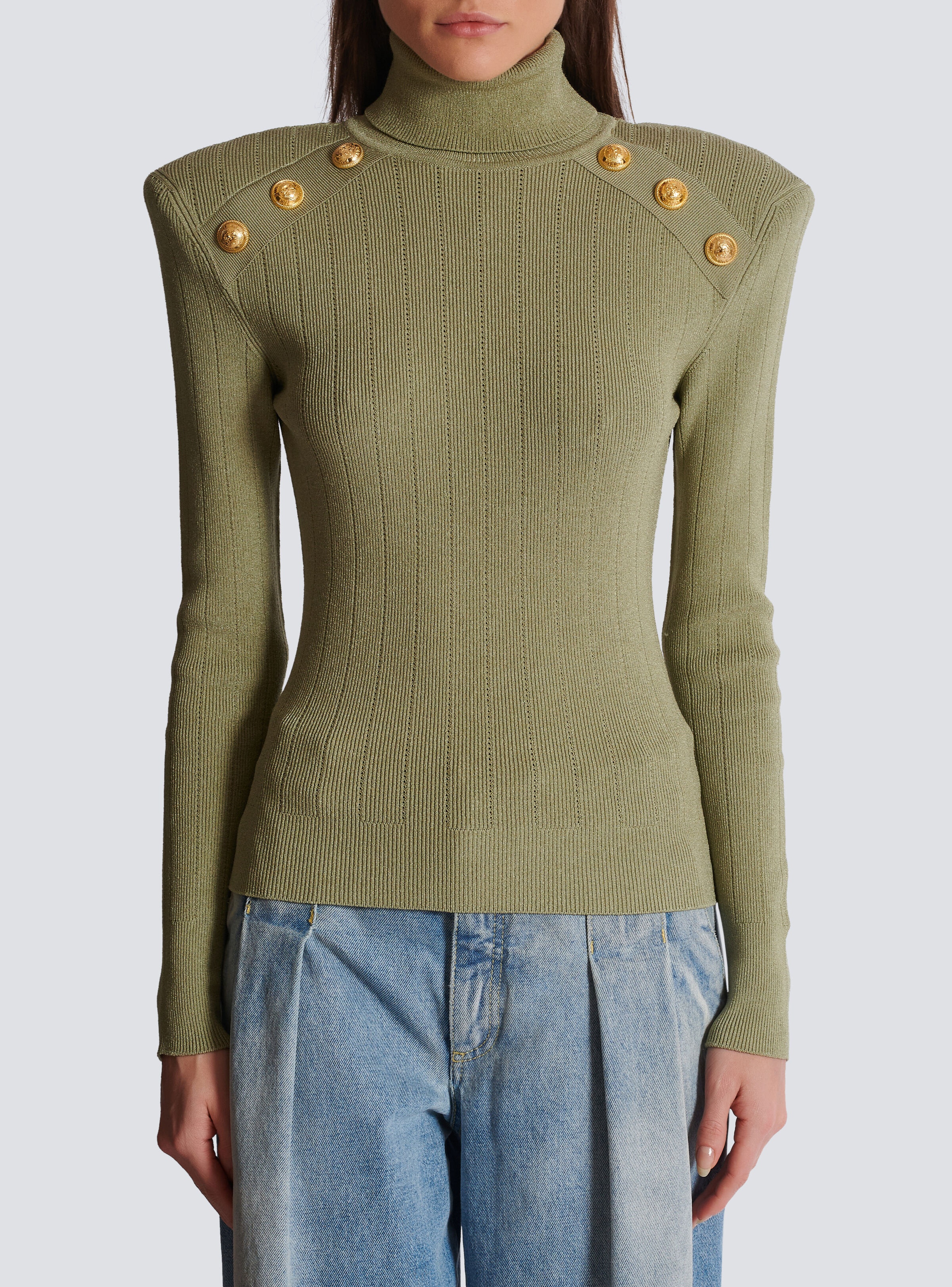 Knit jumper with gold buttons - 5