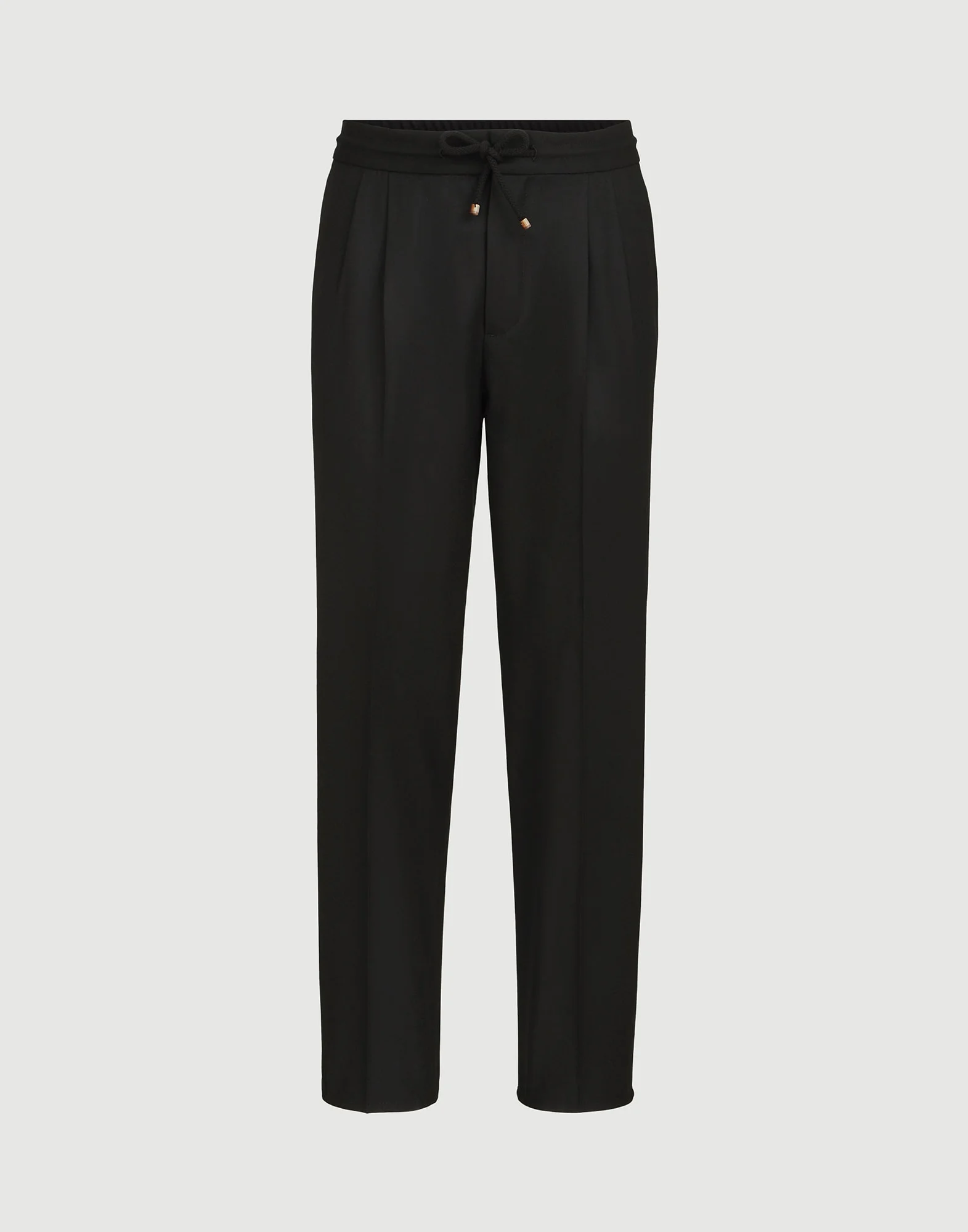 Virgin wool flannel trousers with drawstring and double pleats - 1