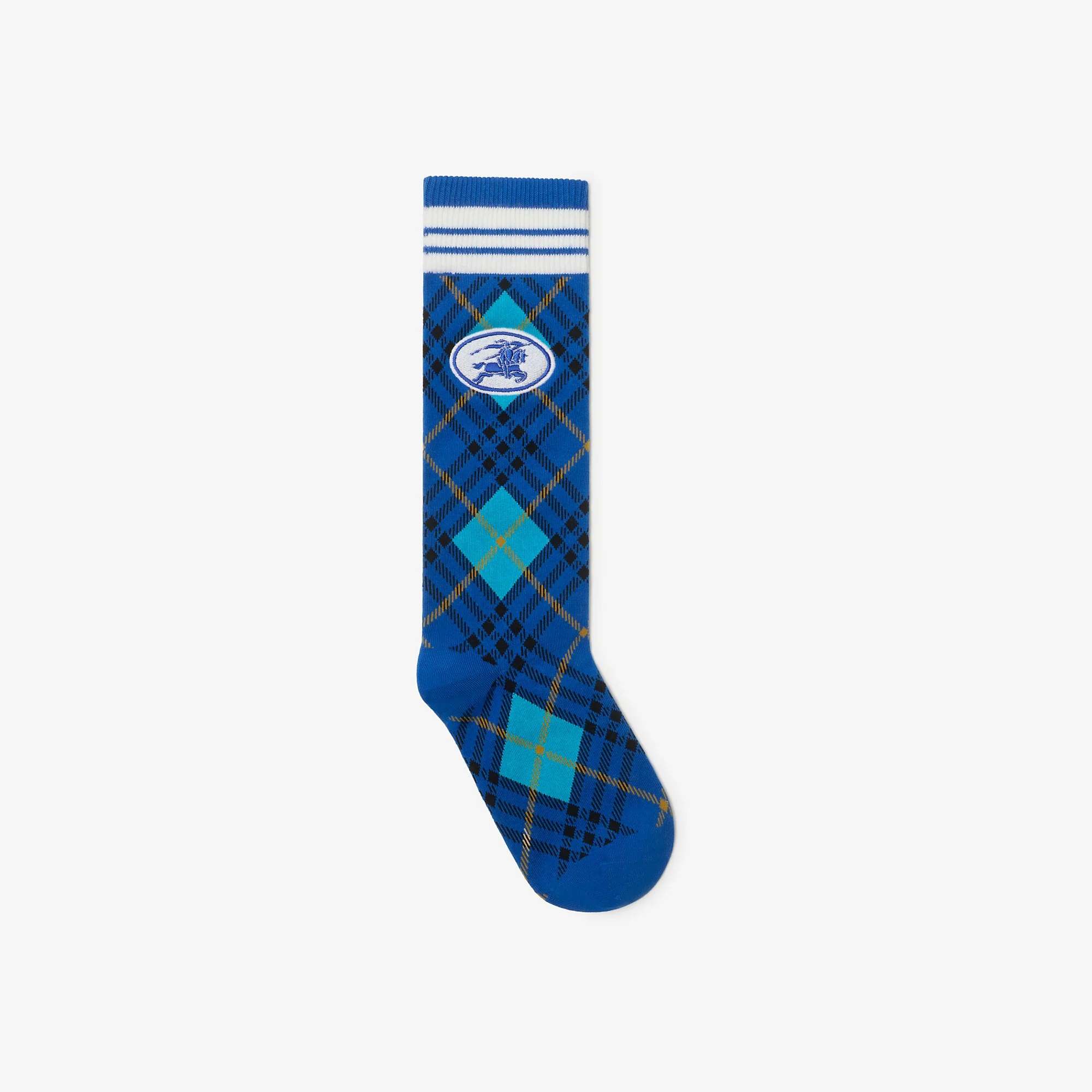 Argyle Check Stretch Cotton Blend Socks - 1