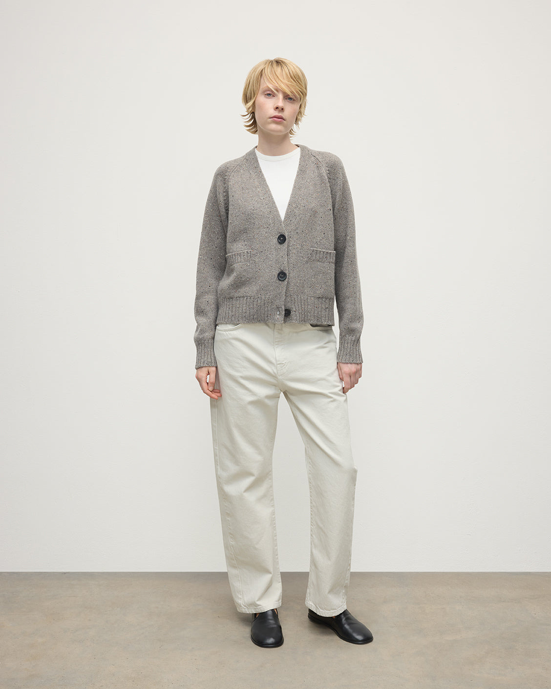Donegal Cashmere Grey V Neck Cardigan - 2