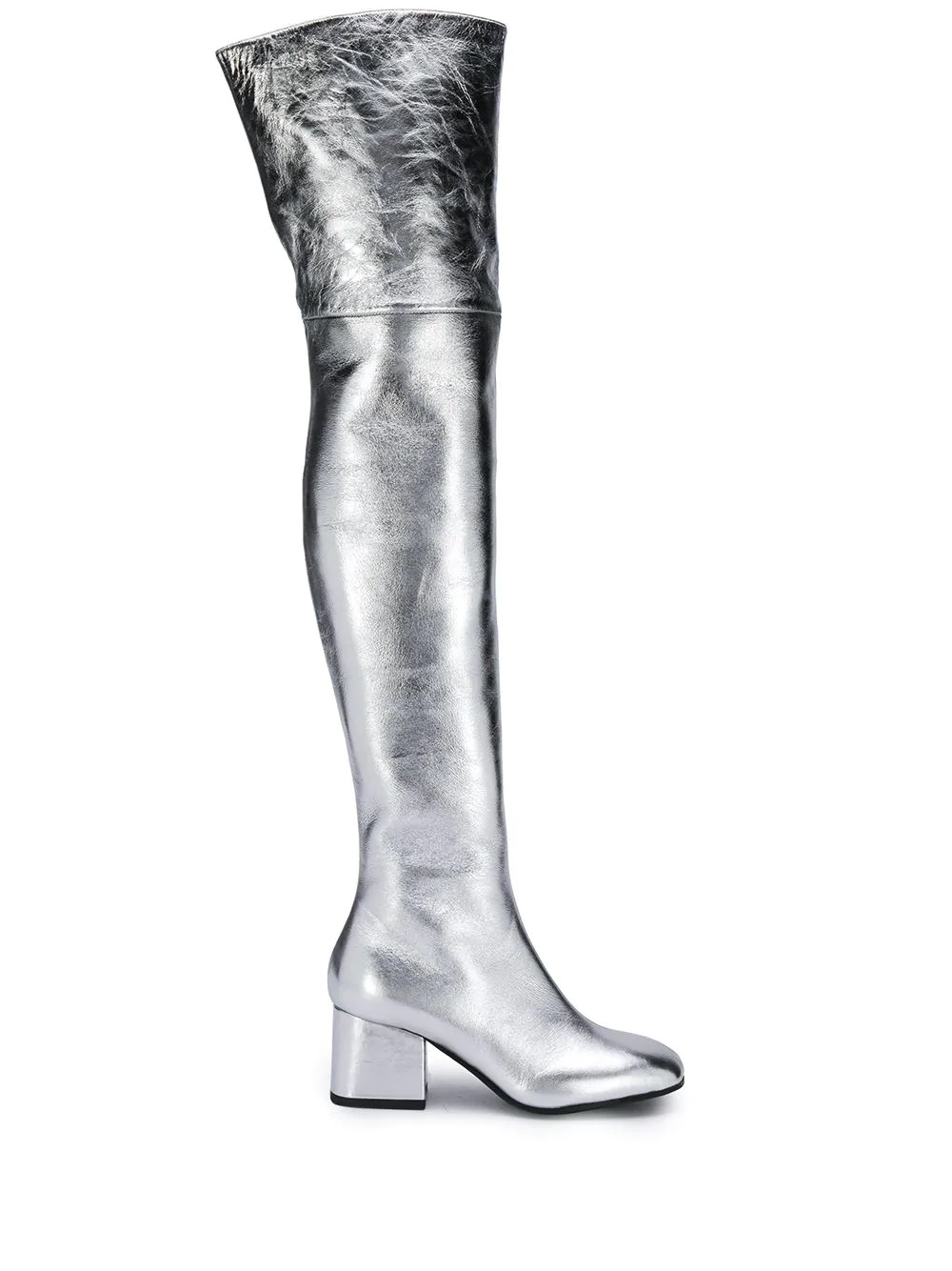 metallic thigh-high boots - 1