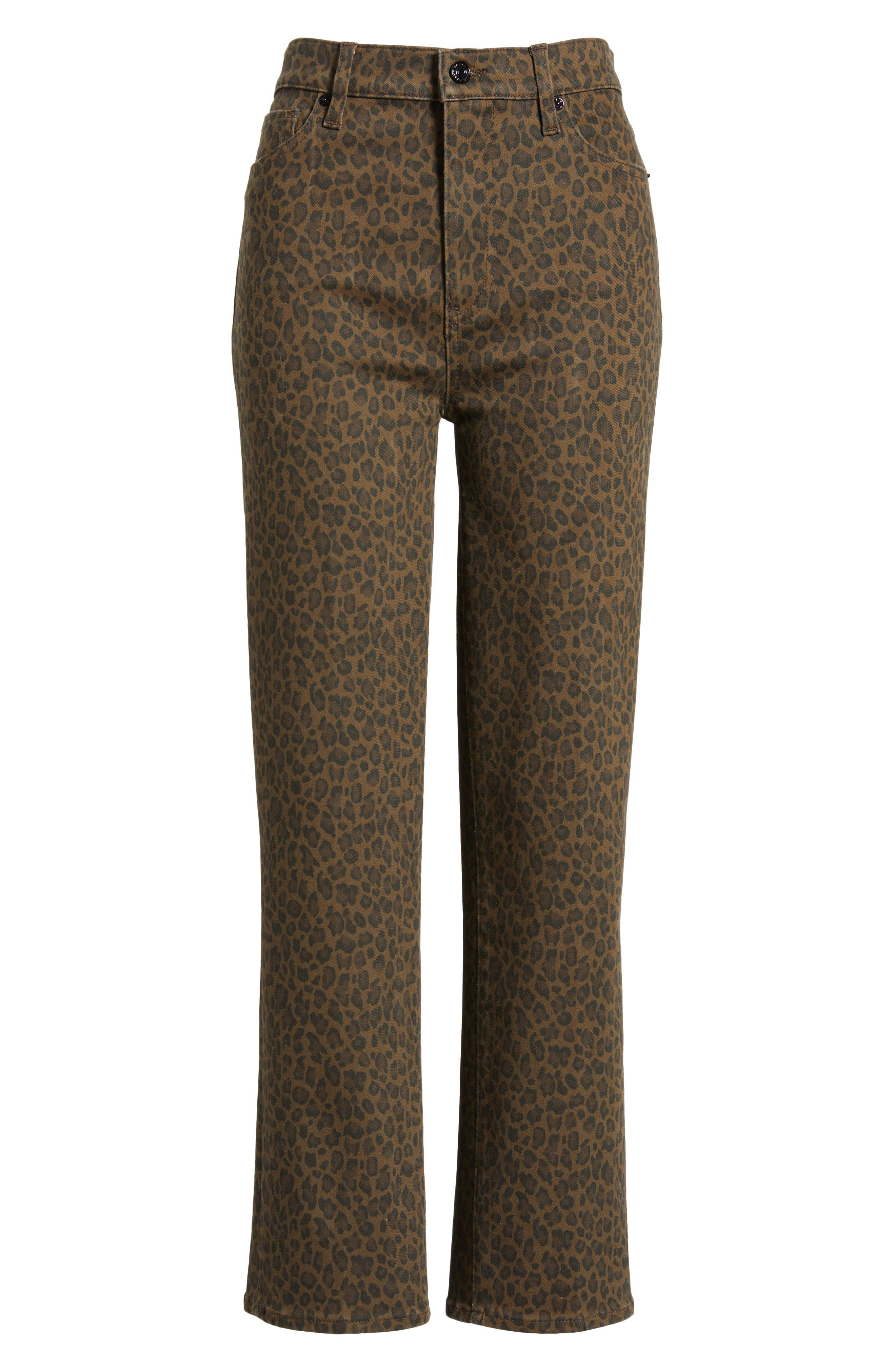 FRAME Le Sleek High Waist Ankle Straight Leg Jeans in Leopard at Nordstrom - 5