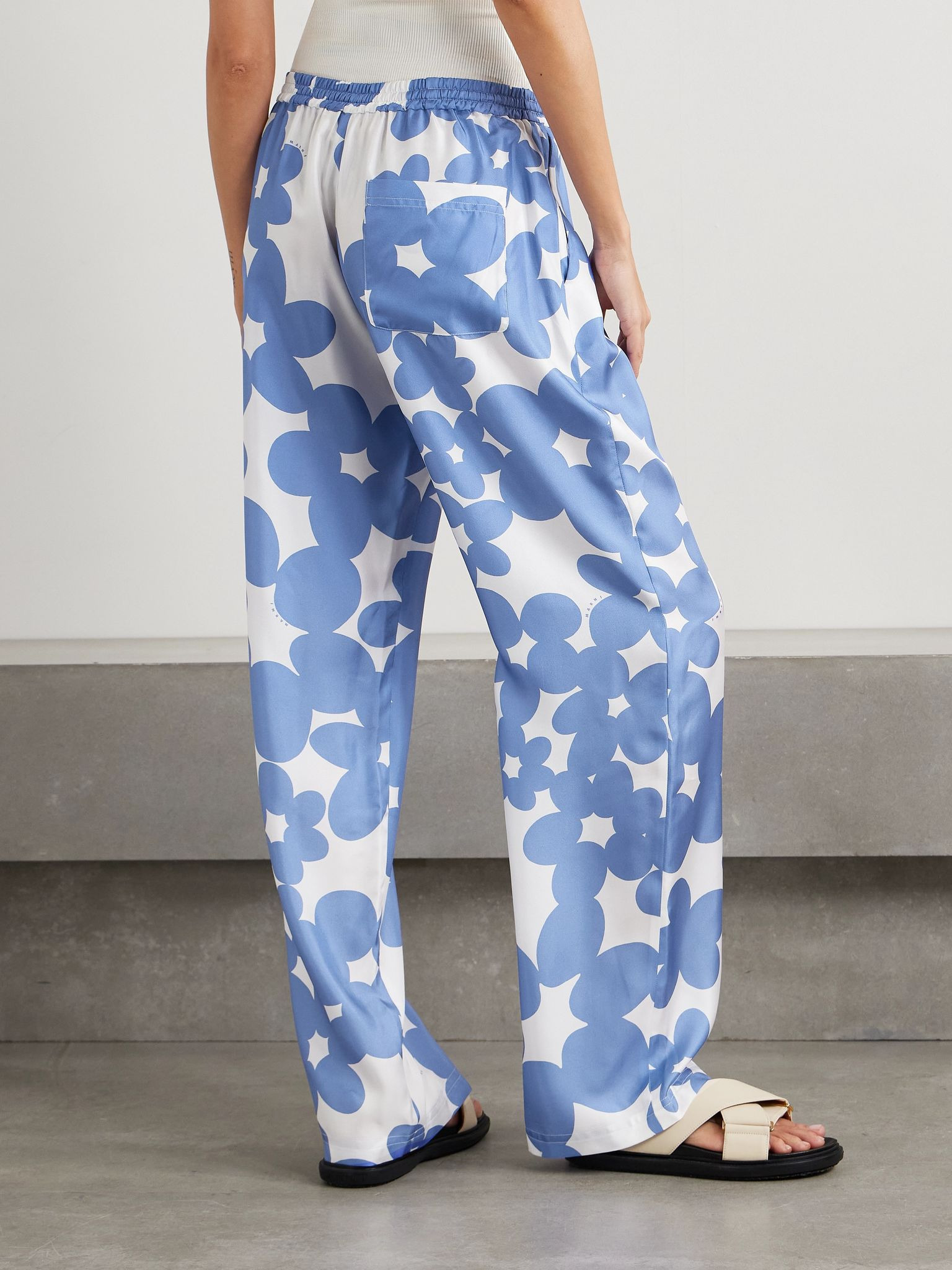 Floral-print silk-satin twill straight-leg pants Multi - 4