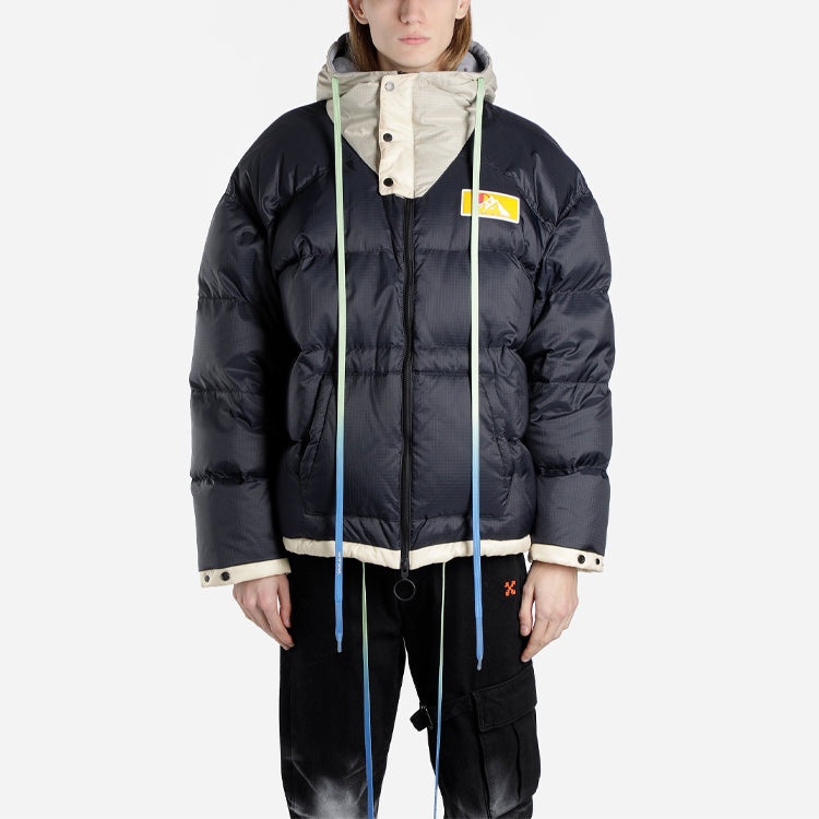 Off-White FW19 Scaffolding Zipped Puffer Arrow Jacket Men Blue OMED019F19E150253201 - 3