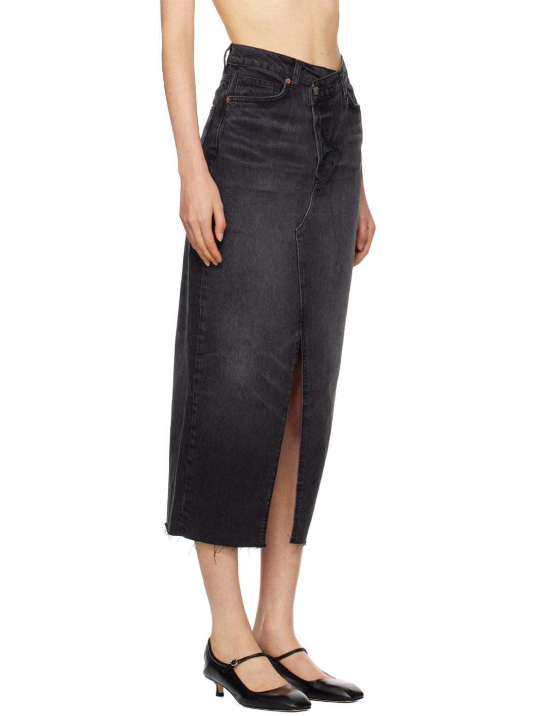 Black Nila Denim Maxi Skirt - 2