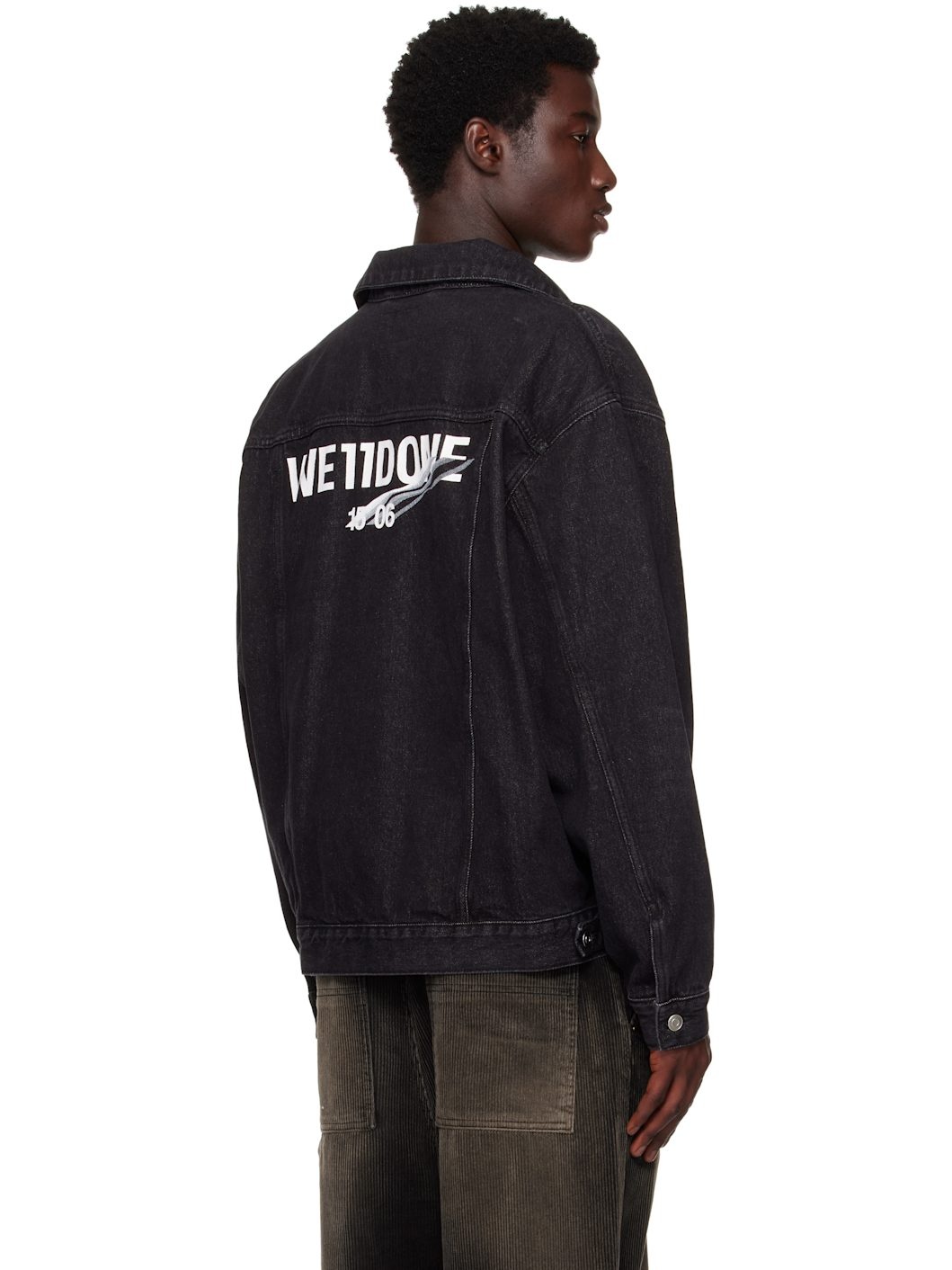 Black '1506' Logo Loose-Fit Trucker Denim Jacket - 3