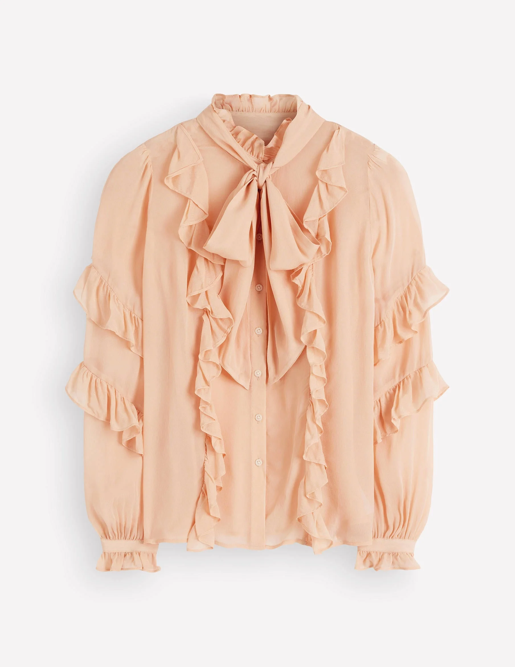 Ruffled Georgette Top-Soft Peach - 1