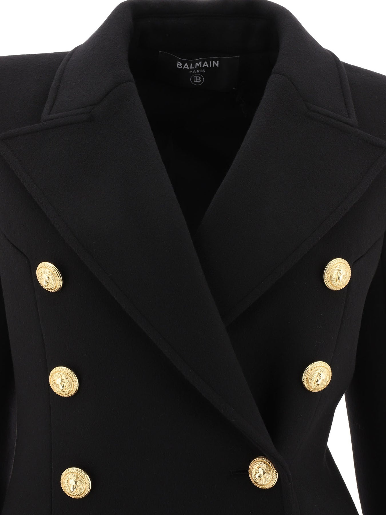 Double-Breasted Coat With Gold Buttons Coats Black - 3