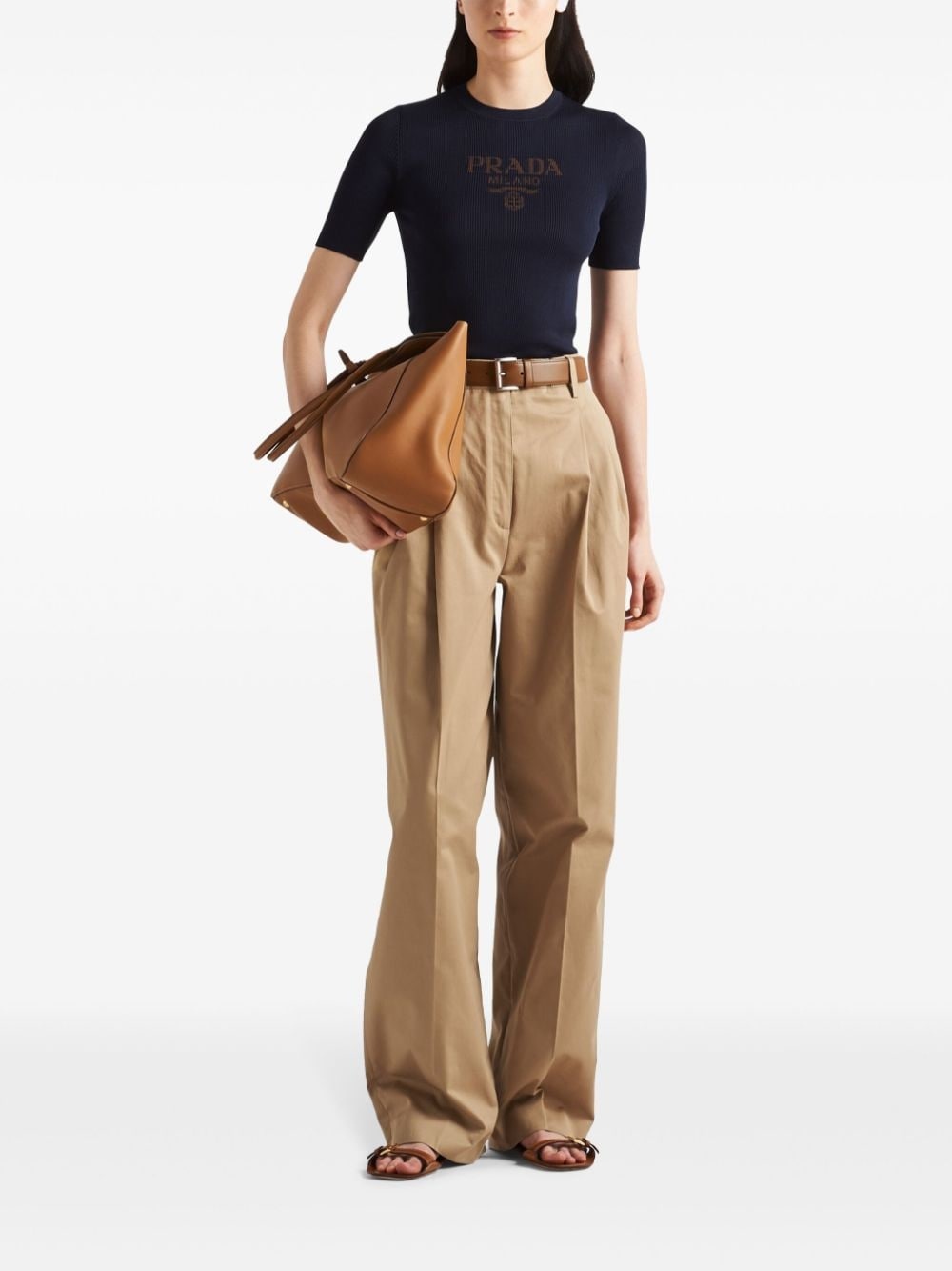 logo-jacquard silk top - 2