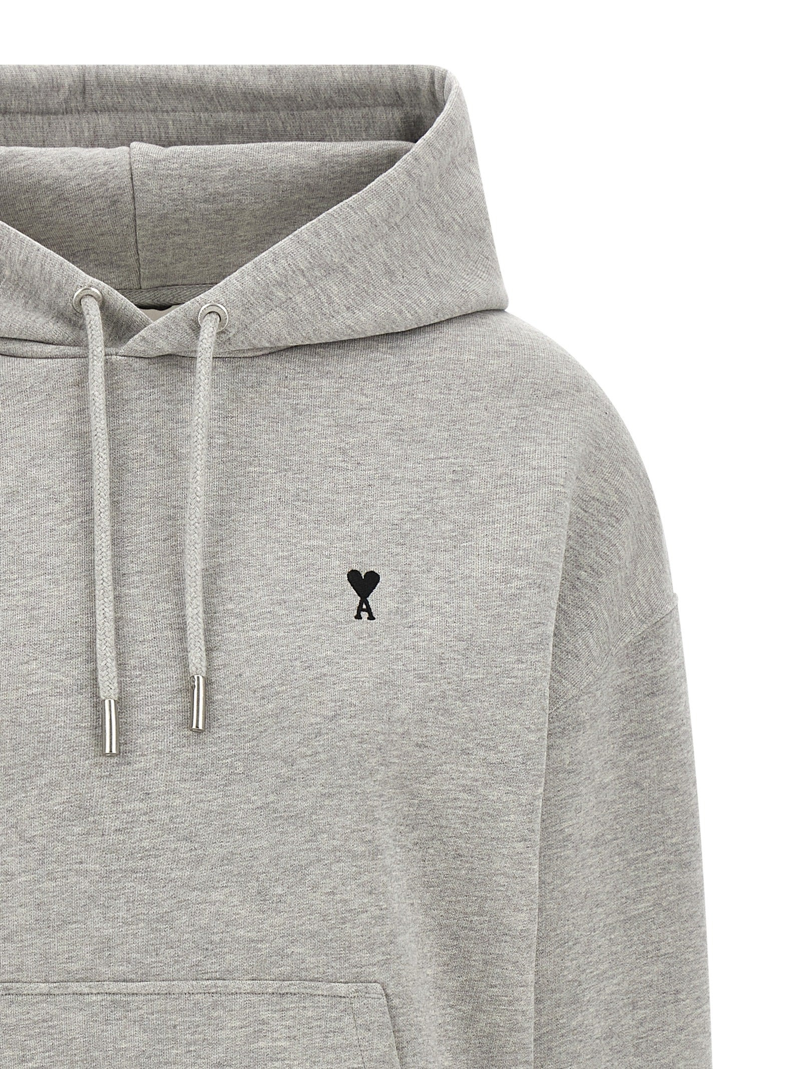 Logo Embroidery Hoodie Sweatshirt Gray - 3