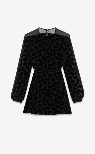 SAINT LAURENT mini dress in dévoré velvet heart muslin outlook