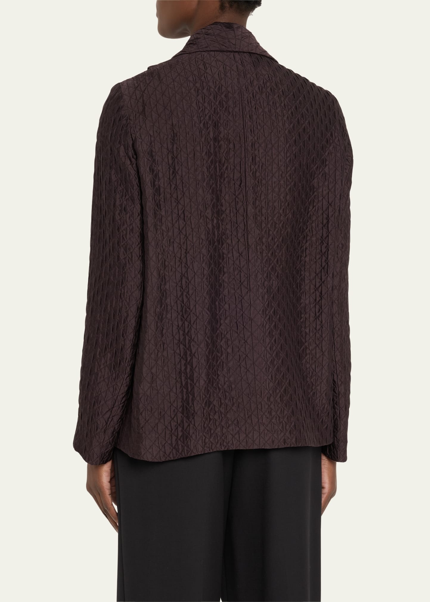 Annie Open-Front Fluid Diamond Cloquet Silk Jacket - 3