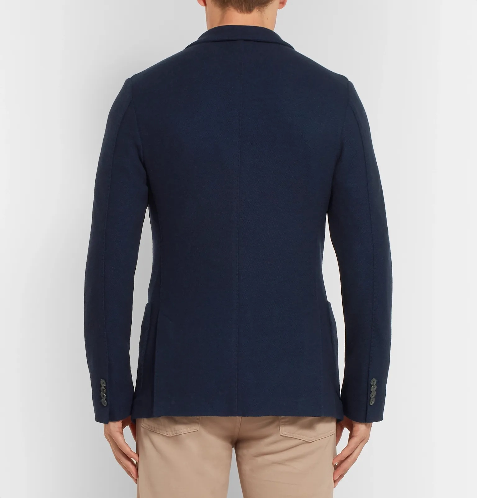 Navy Slim-Fit Unstructured Cashmere and Virgin Wool-Blend Blazer - 5