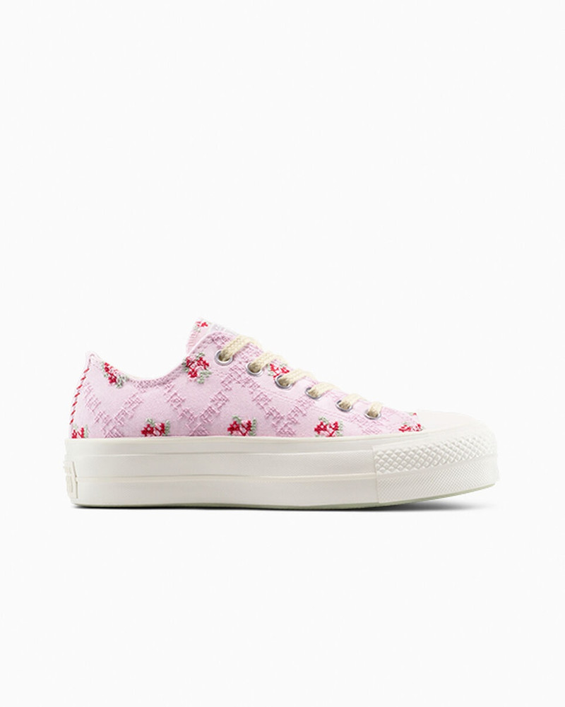 Chuck Taylor All Star Lift Platform Rose Cross Stitch - 1