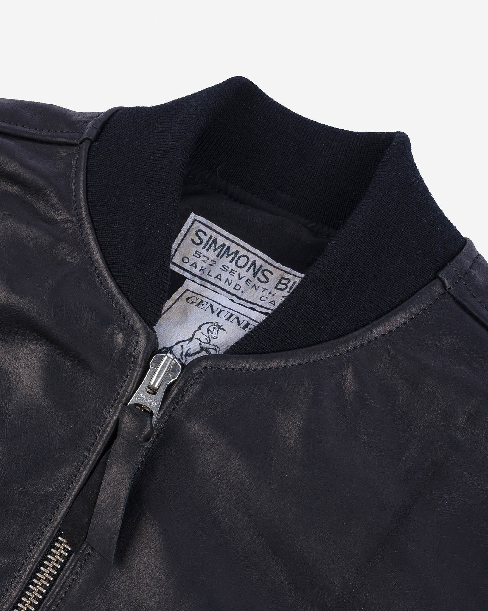 IHSB-COL-BLK Iron Heart x Simmons Bilt Prairie Horsehide College Jacket - Black - 3