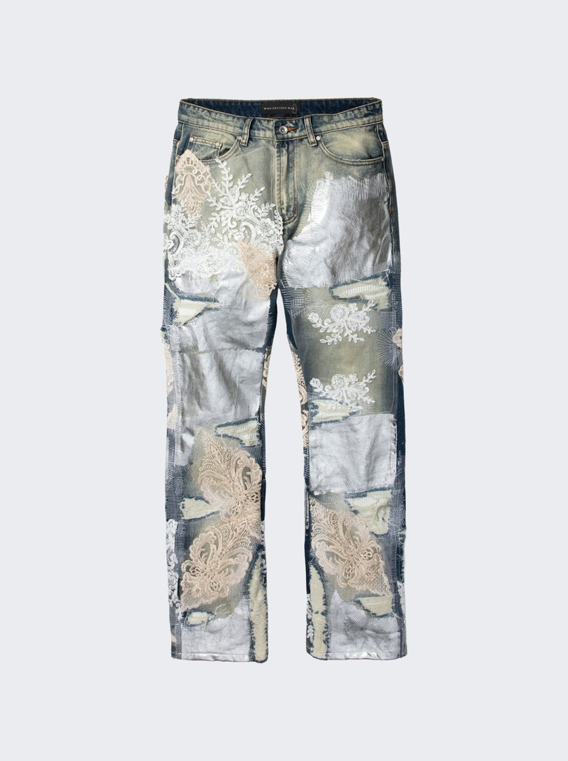 Metal Lace Denim Jeans Sky - 1