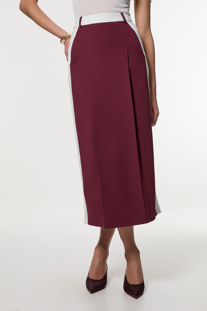 Compact Stetch Contrast Waistband Pencil Midi Skirt 3