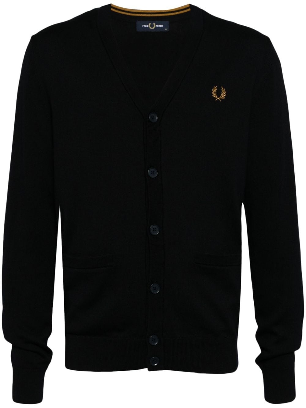 logo-embroidered v-neck cardigan - 1