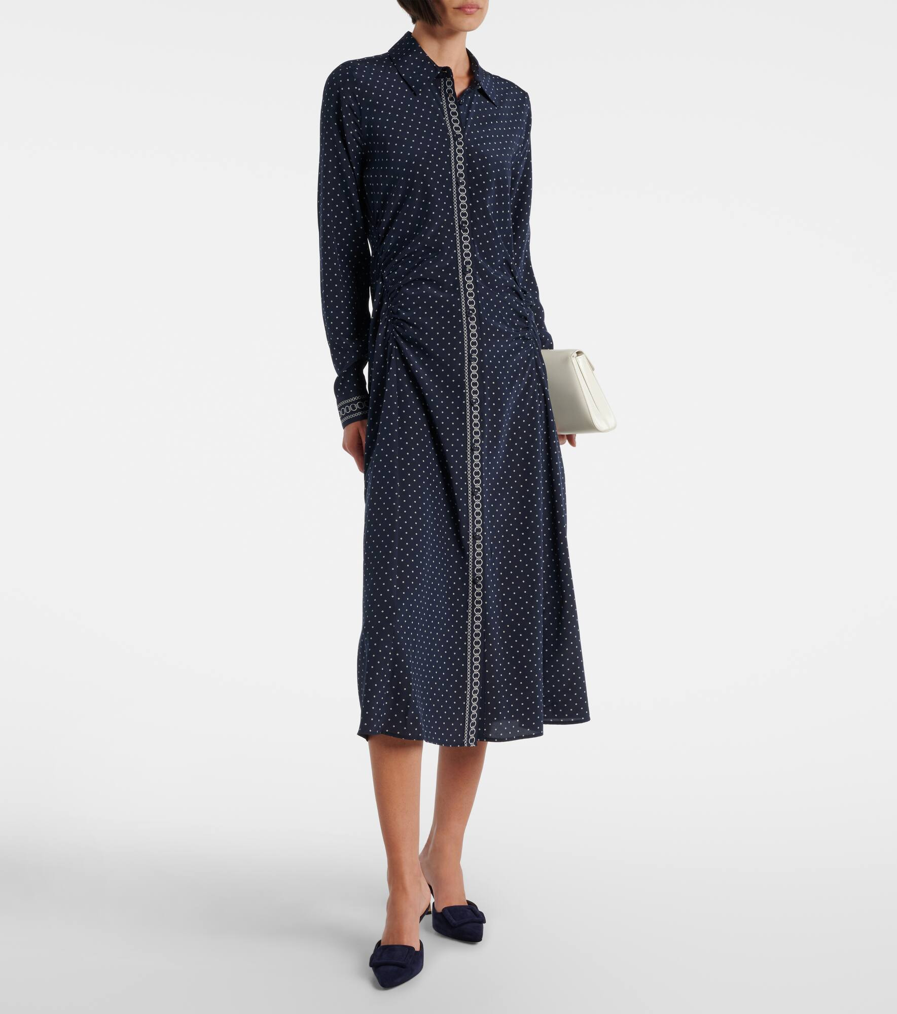 Lex polka-dot silk-blend shirt dress - 2