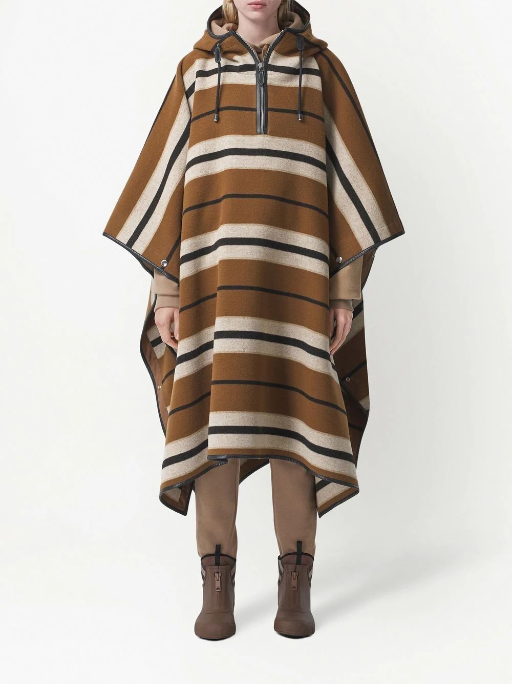 striped wool poncho - 2