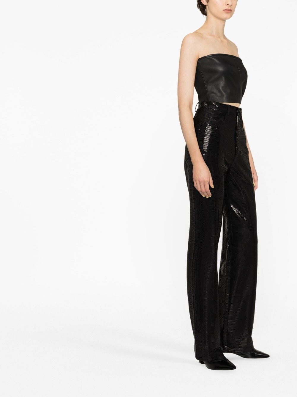 foil jersey straight-leg trousers - 4