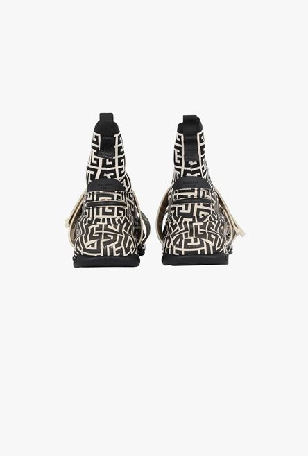 Bicolor knit and suede B-Bold high-top sneakers with straps - 3