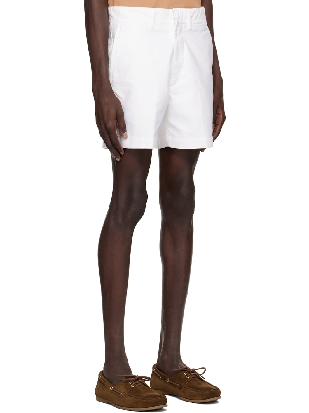 White Cotton Satin Tailored Shorts - 2
