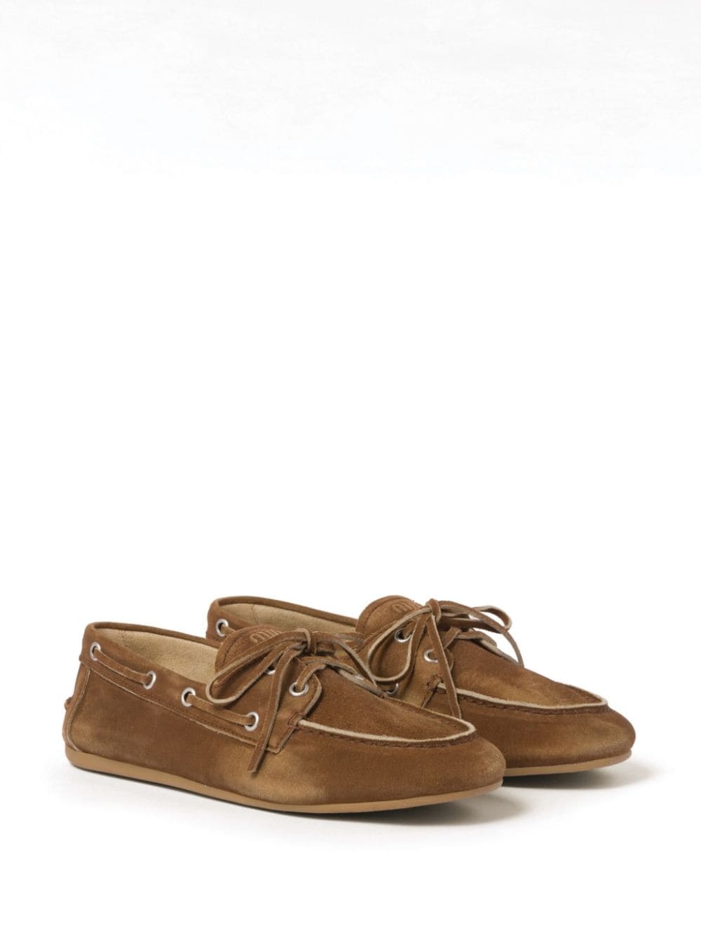 logo-embossed suede loafers - 2