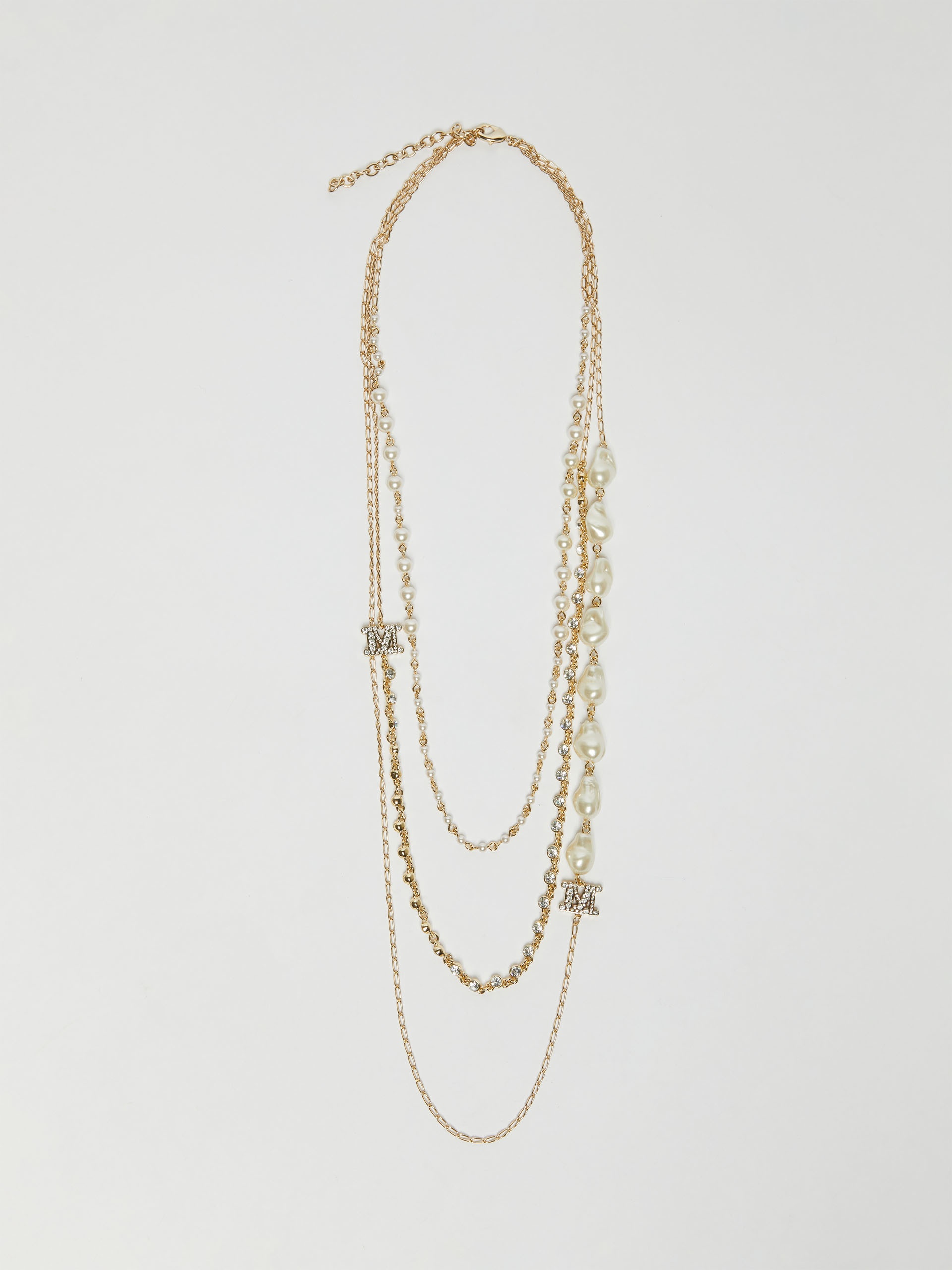 NECKY3 Multi-strand necklace with pearls and rhinestones - 1