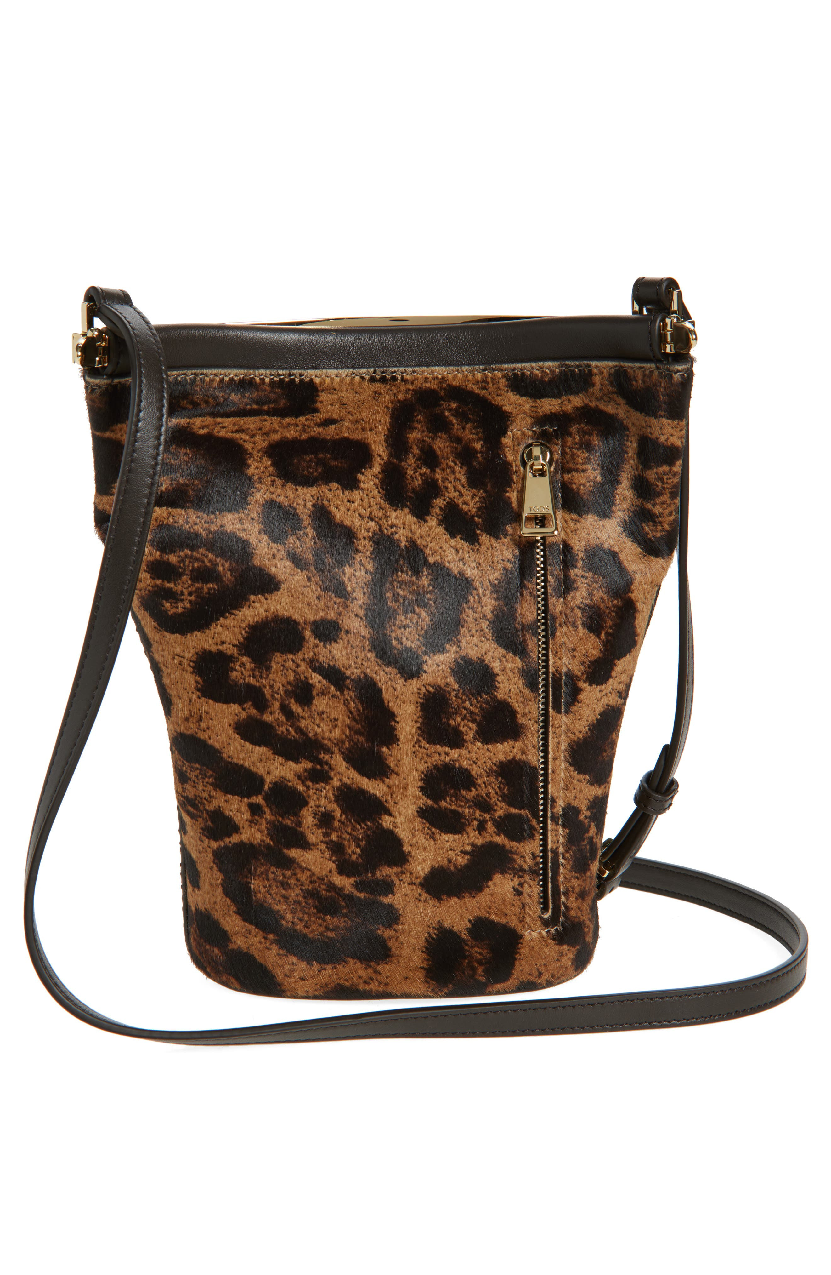 Mini Tod's Magenta Bag Genuine Calf Hair Bucket Bag in Cammello Ch/Palissandro at Nordstrom - 3
