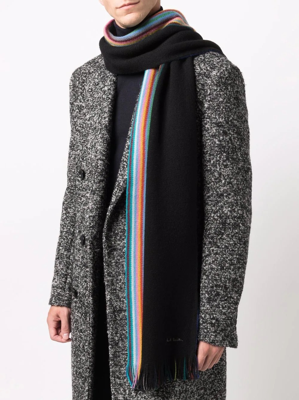 bright stripe print wool scarf - 2